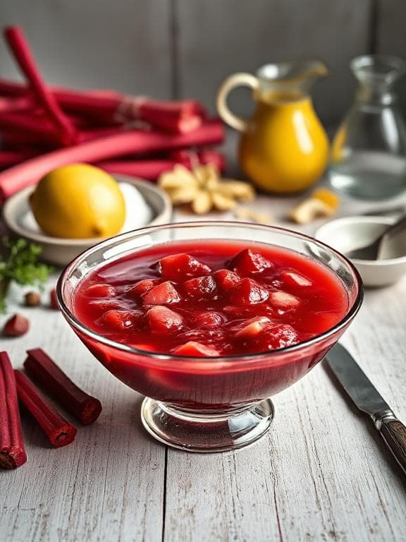 Mein liebstes cremiges Rhabarber-Kompott mit Vanille & Zitrone - Vegetarisches Desserts Rezept mit Dessert, Kompott | Zubereitungszeit 35 Minuten, bewertet mit 4.8 von 5 Sternen