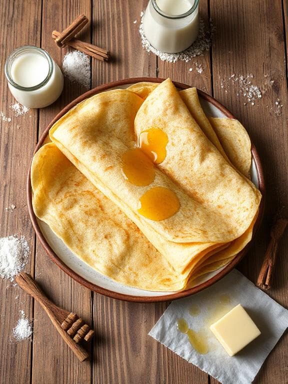 Französische Crêpes mit karamellisierten Granola-Nüssen - Vegetarisches Frühstück Rezept mit Frühstück, Süß | Zubereitungszeit 45 Minuten, bewertet mit 4.9 von 5 Sternen