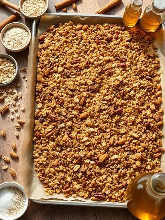 Knuspriges Granola mit Nüssen – Einfach Selber Machen & Genießen - Vegetarisches Frühstück Rezept mit Frühstück, Gesund | Zubereitungszeit 50 Minuten, bewertet mit 4.9 von 5 Sternen