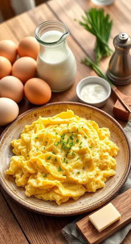 Das Perfekte Klassische Rührei – Cremig, Fluffig & Einfach - Vegetarisches Frühstück Rezept mit Frühstück, Klassisch | Zubereitungszeit 10 Minuten, bewertet mit 4.8 von 5 Sternen