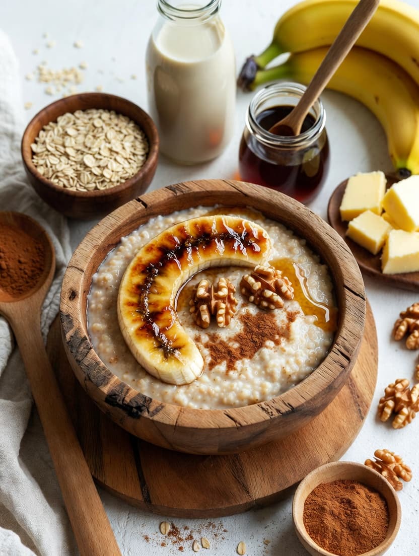 Cremiges Porridge mit gebackener Banane