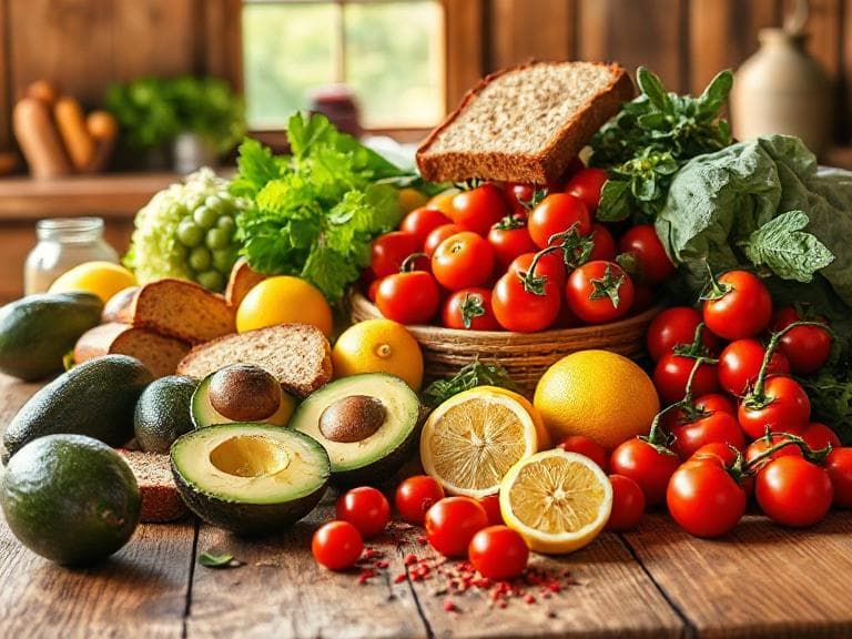 Zutaten für Frühstückszeit: Avocado-Tomaten auf Vollkorntoast