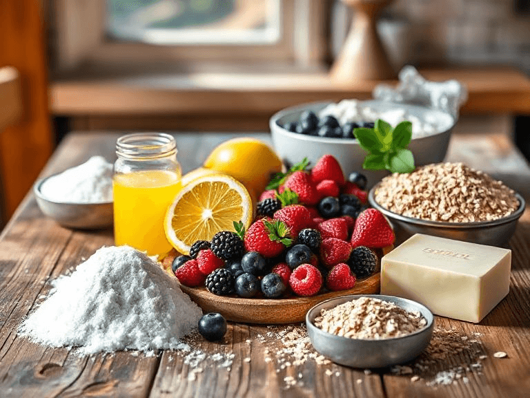 Zutaten für Warmer Beeren-Crumble aus dem Ofen