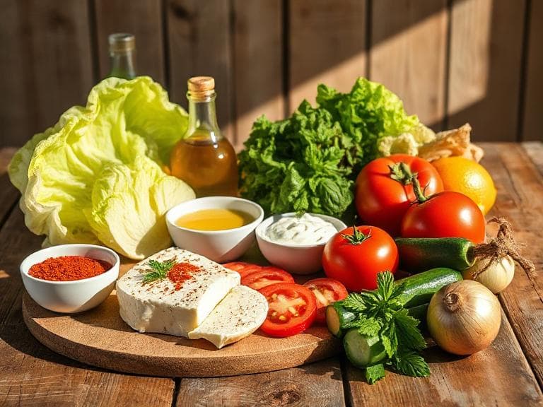 Zutaten für Bester vegetarischer Dürüm mit Halloumi & Joghurt-Minz-Sauce