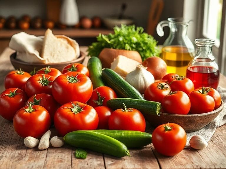 Zutaten für Erfrischende Gazpacho – Spanische kalte Suppe