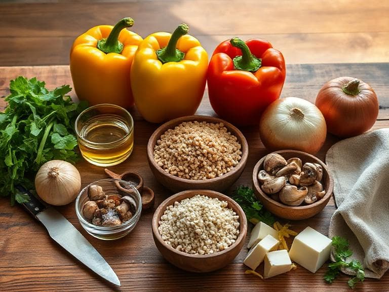 Zutaten für Gefüllte Paprika Vegetarisch