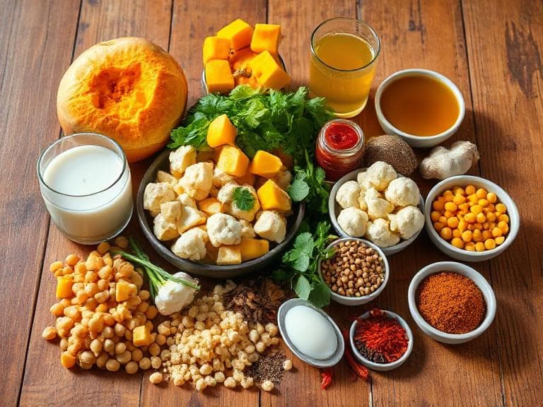 Zutaten für Gemüse-Curry