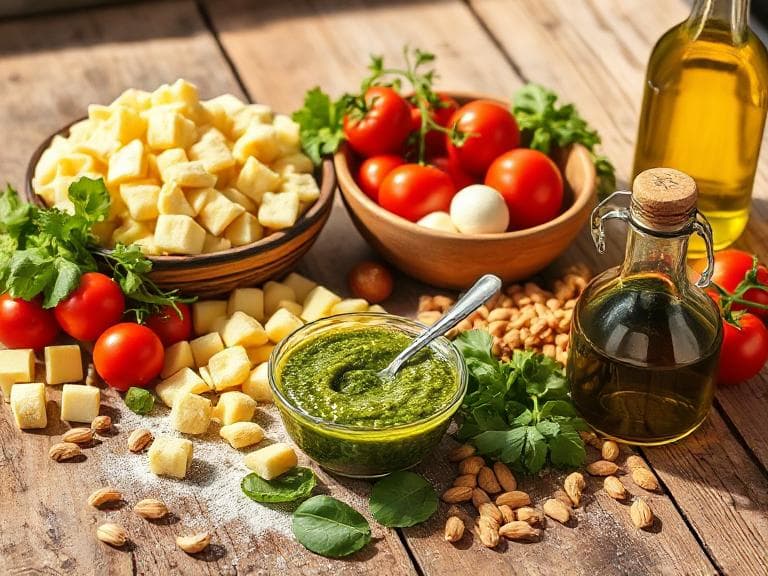Zutaten für Sommerlicher Gnocchi-Salat mit grünem Pesto