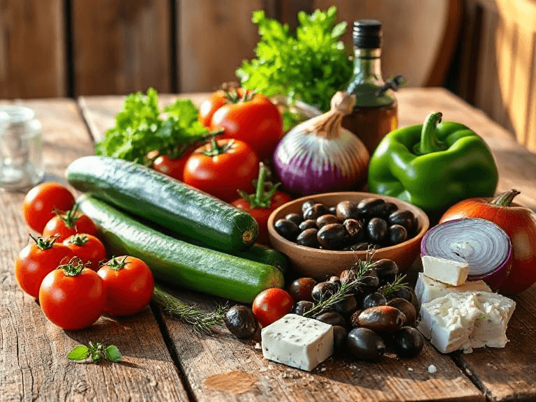 Zutaten für Authentischer Griechischer Bauernsalat (Horiatiki)