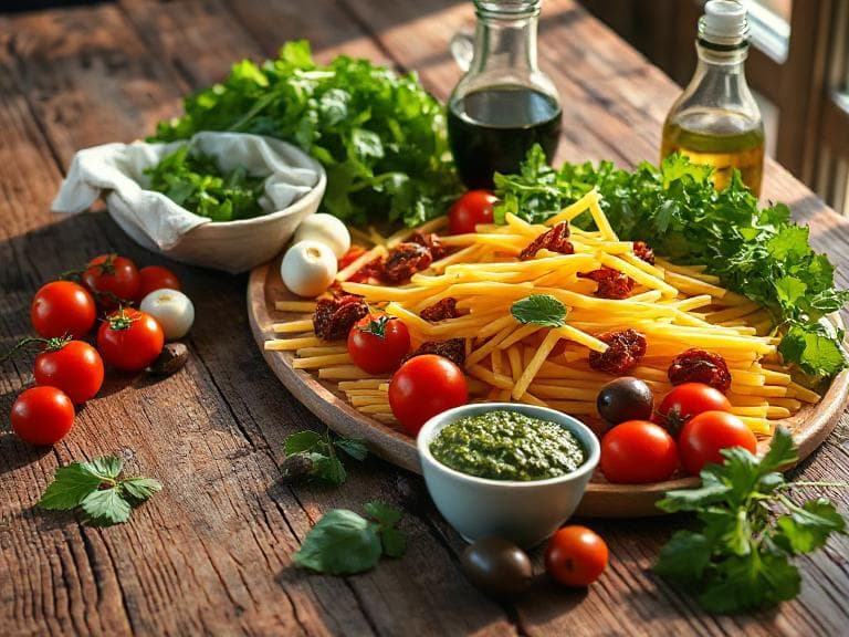 Zutaten für Einfacher Italienischer Nudelsalat mit Pesto