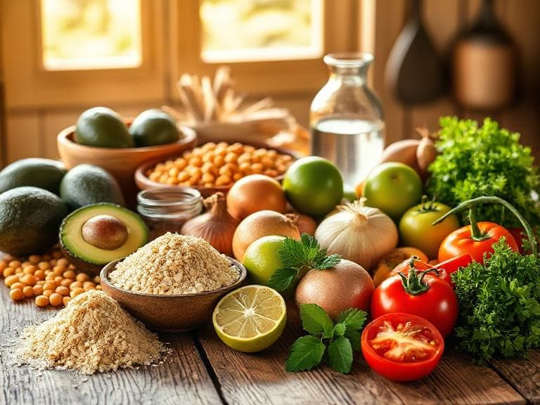 Zutaten für Vegane Kichererbsenmehl-Wraps mit cremiger Guacamole
