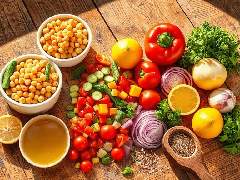 Zutaten für Bunter Kichererbsensalat mit mediterranem Flair