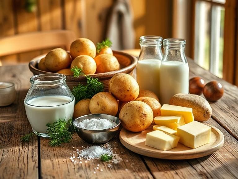 Zutaten für Omas Bestes Cremiges Kartoffelpüree