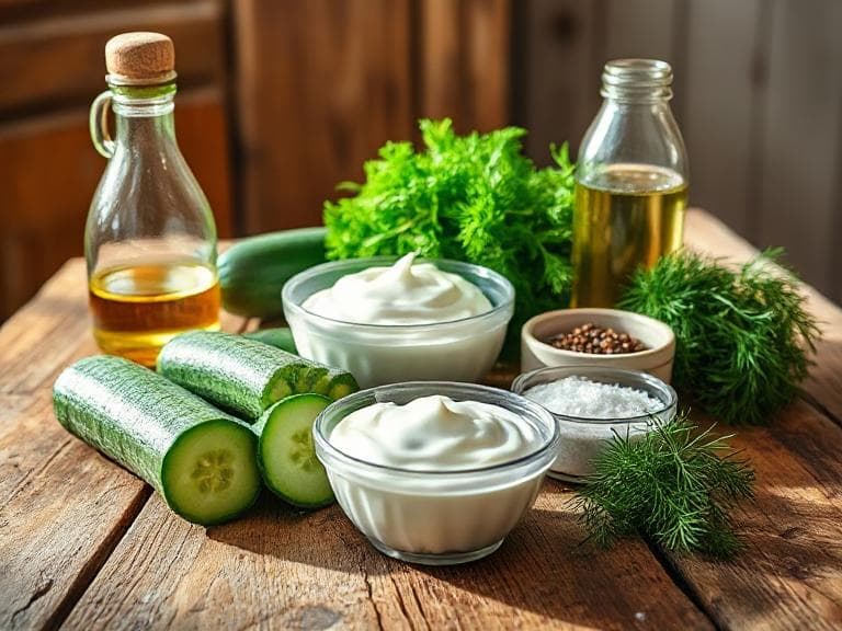 Zutaten für Cremiger Gurkensalat