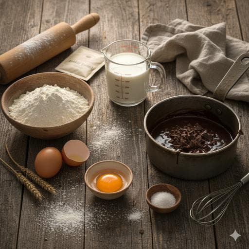 Zutaten für Pancakes mit Schokosoße