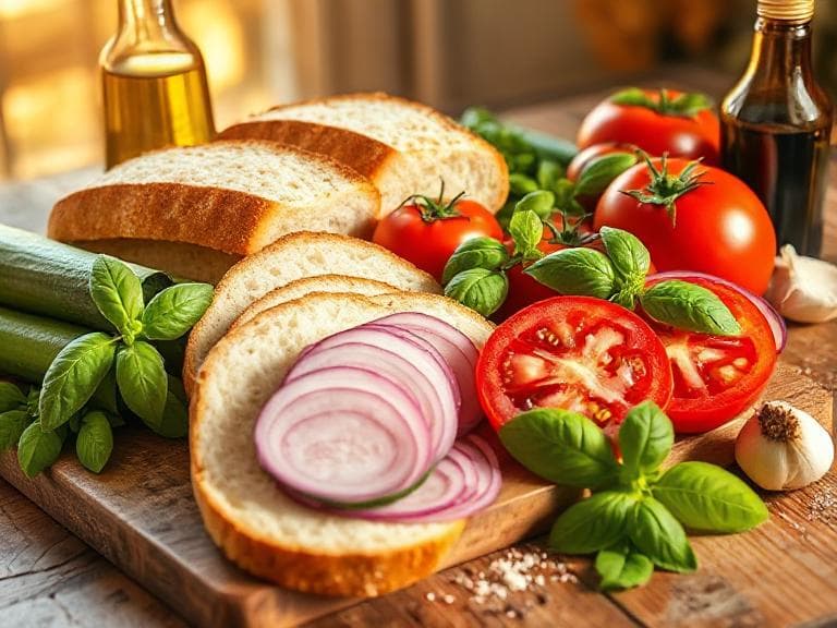 Zutaten für Authentischer Panzanella-Brotsalat aus der Toskana
