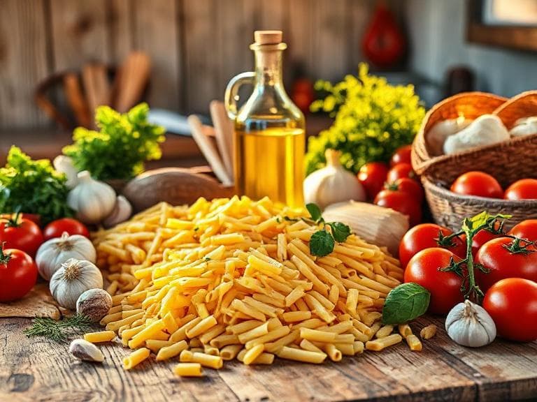 Zutaten für Penne all'Arrabbiata: Der feurige Klassiker