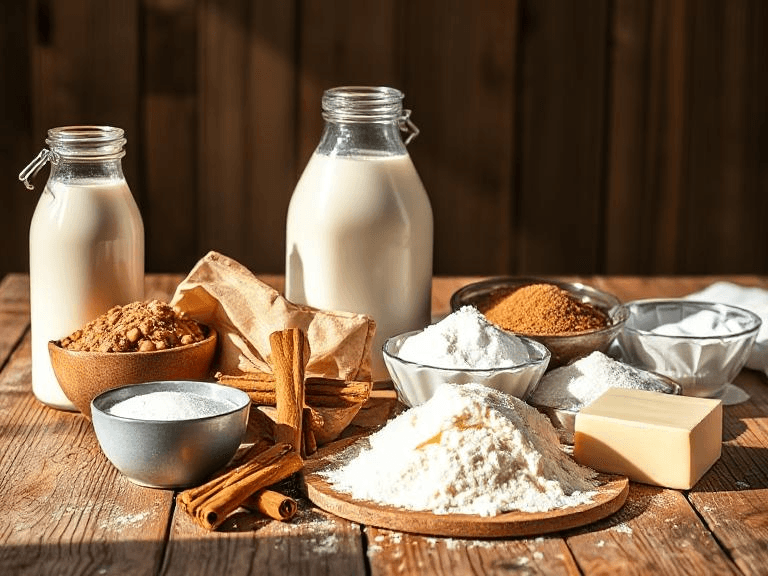 Zutaten für Die Besten Saftigen Zimtschnecken mit Frischkäse-Frosting (Original Hefeteig)