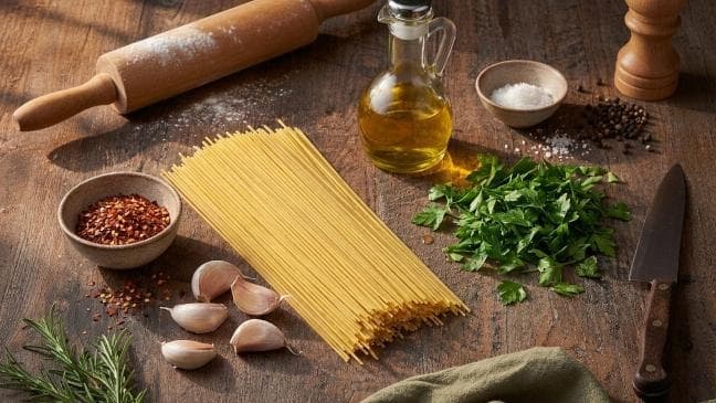 Zutaten für Spaghetti aglio e olio