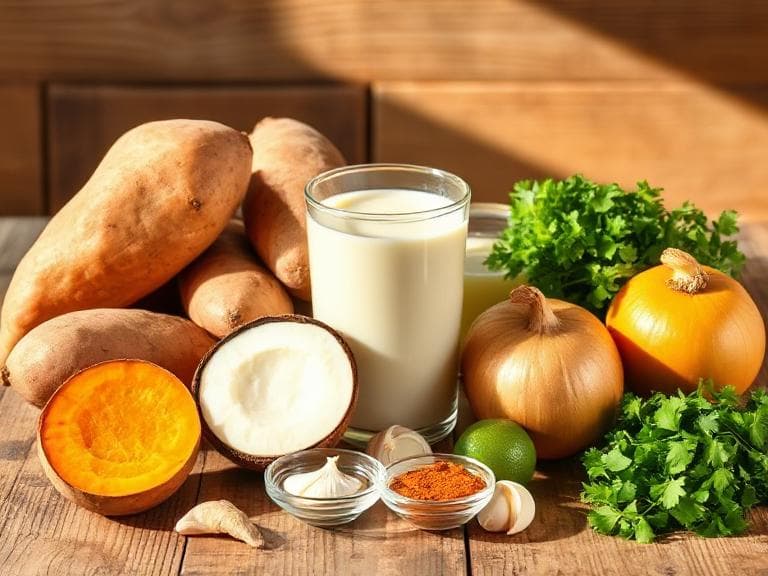 Zutaten für Einfache Süßkartoffel-Kokos-Suppe