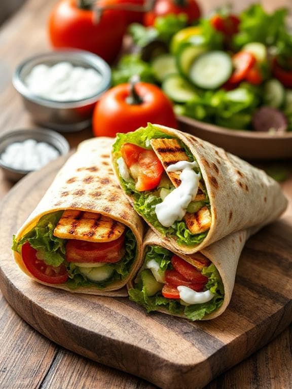 Bester vegetarischer Dürüm mit Halloumi & Joghurt-Minz-Sauce - Schritt 2