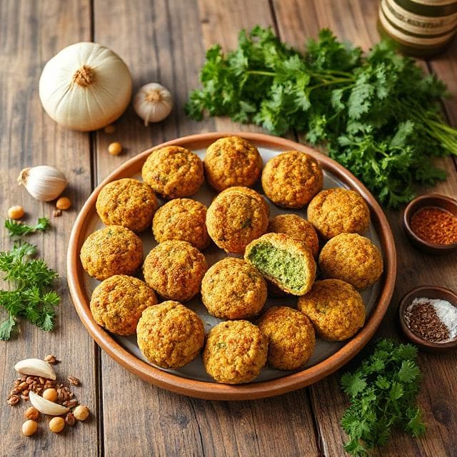 Authentische Falafel selber machen - Vegetarisches Hauptgerichte Rezept mit Falafel, Vegan | Zubereitungszeit 40 Minuten, bewertet mit 4.8 von 5 Sternen