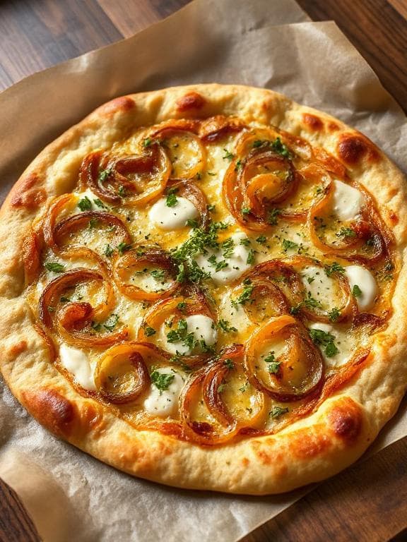 Flammkuchen - Vegetarisches Hauptgerichte Rezept mit Hauptgericht, Schnell | Zubereitungszeit 42 Minuten, bewertet mit 4.3 von 5 Sternen