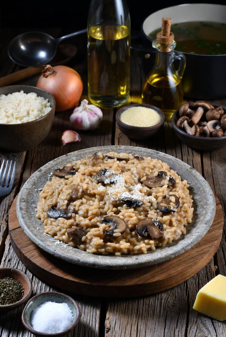 Klassisches Pilz-Risotto - Vegetarisches Hauptgerichte Rezept mit Italien, Herbstlich | Zubereitungszeit 40 Minuten, bewertet mit 4.8 von 5 Sternen
