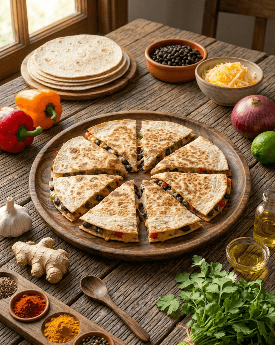 Quesadillas mit schwarzen Bohnen