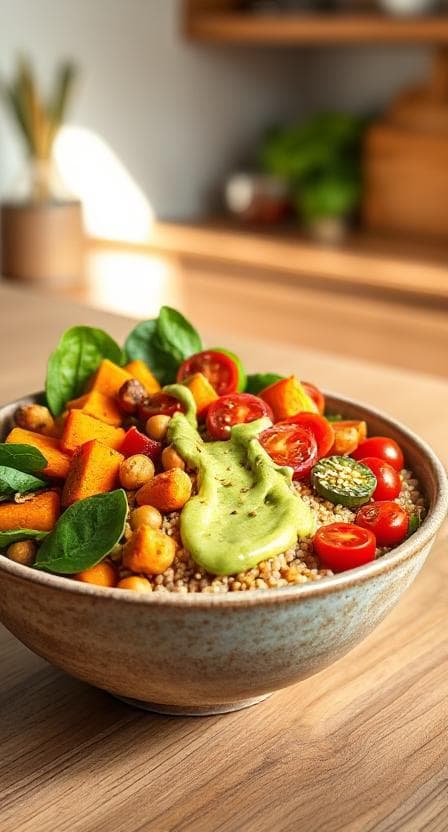 Quinoa-Buddha-Bowl - Vegetarisches Hauptgerichte Rezept mit Schnell, Einfach | Zubereitungszeit 45 Minuten, bewertet mit 4.9 von 5 Sternen