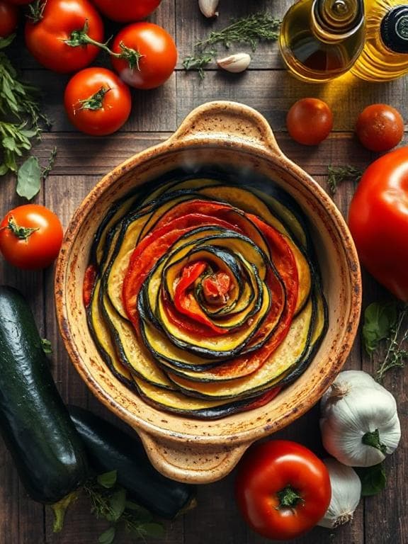 Ratatouille Provençal - Vegetarisches Hauptgerichte Rezept mit Französisch, Gemüse | Zubereitungszeit 70 Minuten, bewertet mit 4.1 von 5 Sternen