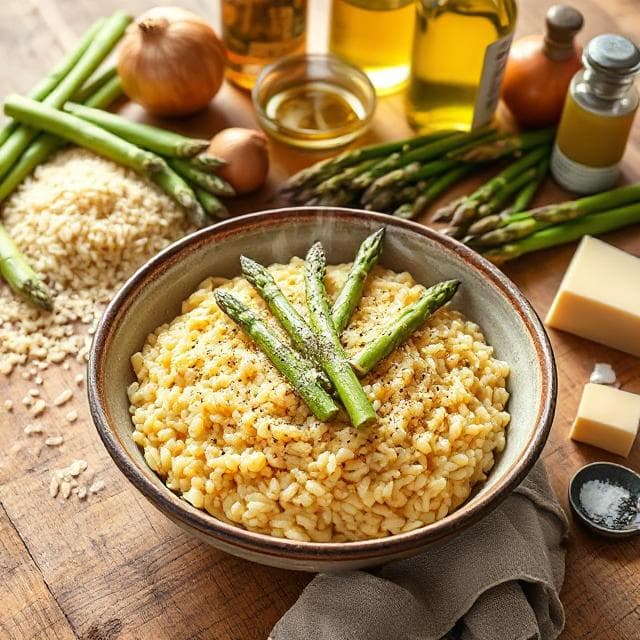 Himmlisch Cremiges Spargelrisotto - Vegetarisches Hauptgerichte Rezept mit Risotto, Spargel | Zubereitungszeit 45 Minuten, bewertet mit 4.9 von 5 Sternen