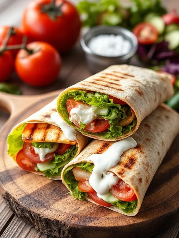 Bester vegetarischer Dürüm mit Halloumi & Joghurt-Minz-Sauce - Schritt 7