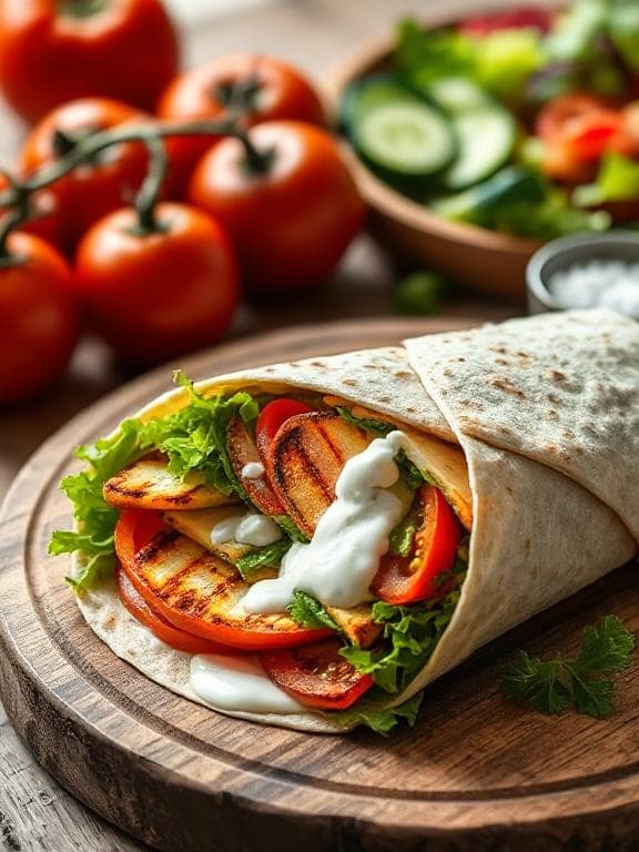 Bester vegetarischer Dürüm mit Halloumi & Joghurt-Minz-Sauce - Schritt 1