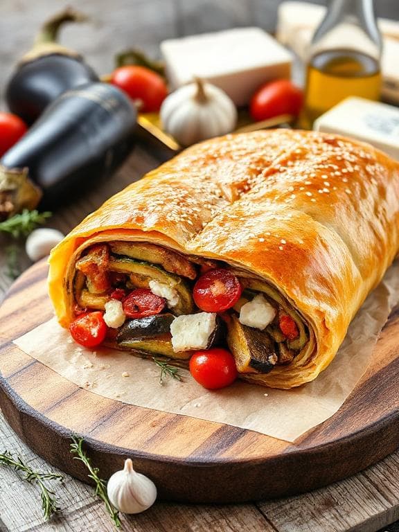 Gemüse-Strudel Vegetarisch - Vegetarisches Aufläufe Rezept mit Traditionell, Gemüse | Zubereitungszeit 75 Minuten, bewertet mit 4.8 von 5 Sternen