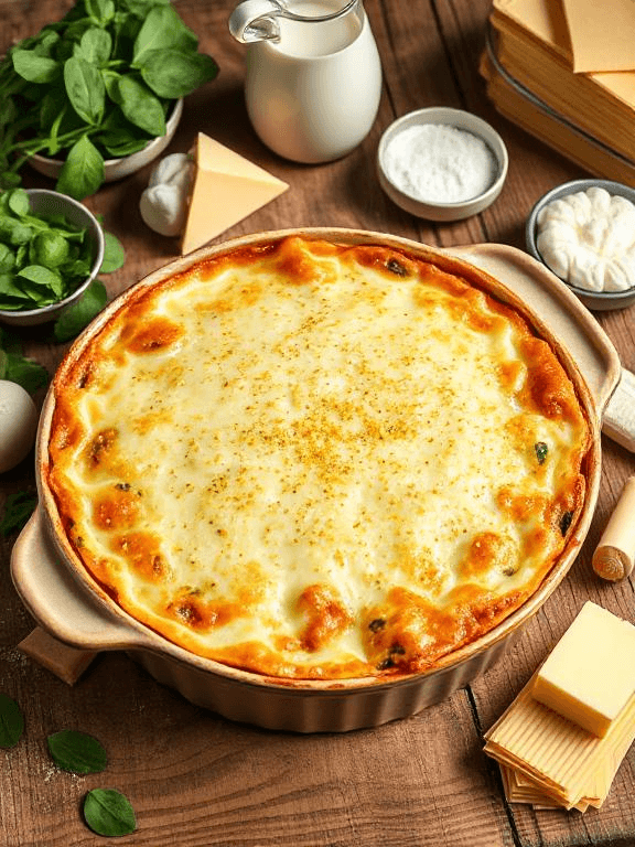 Spinat Käse Lasagne - Vegetarisches Aufläufe Rezept mit Lasagne, Spinat | Zubereitungszeit 75 Minuten, bewertet mit 4.9 von 5 Sternen