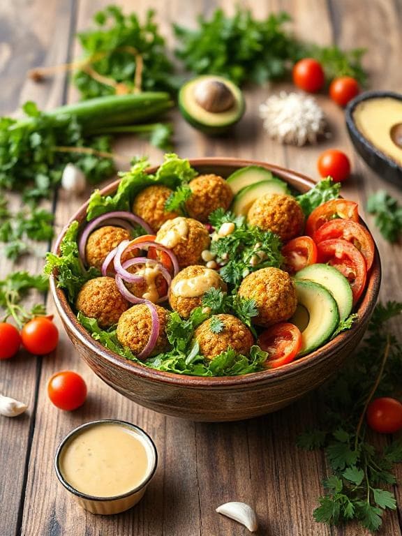 Low Carb Falafel Bowl mit Senf-Dressing - Schritt 2