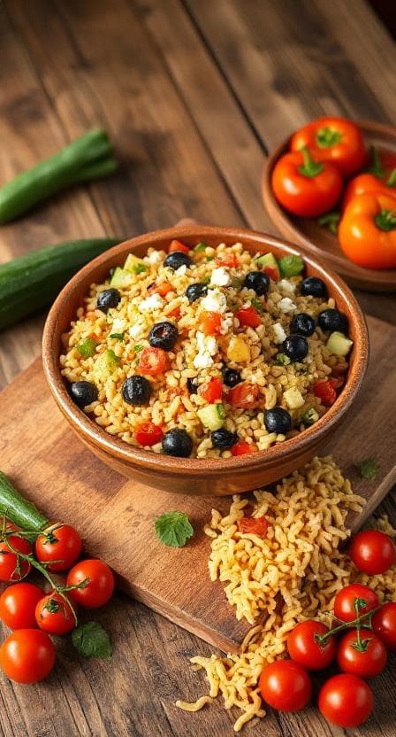 Griechischer Kritharaki-Salat mit Feta und frischen Kräutern