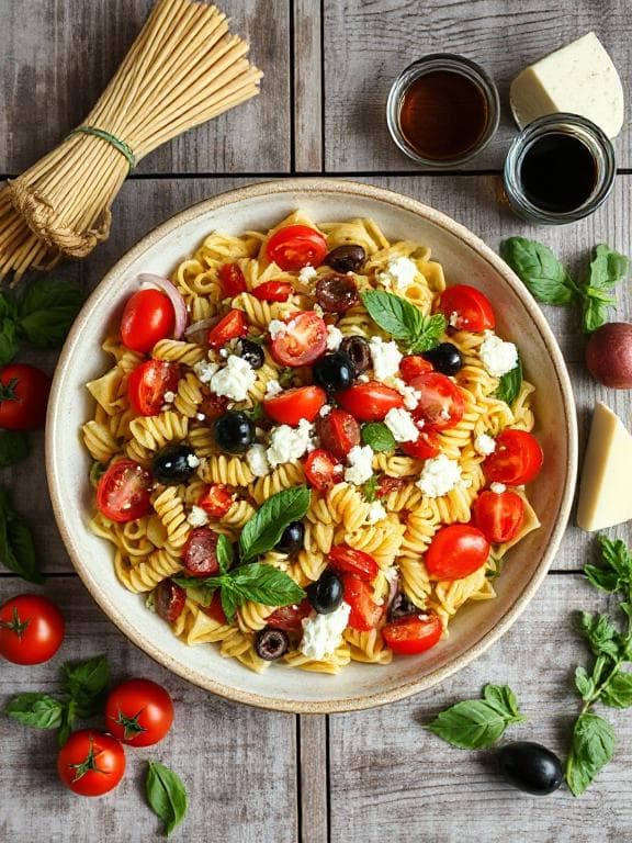 Sonniger Mediterraner Nudelsalat mit Feta & Oliven - Schritt 3