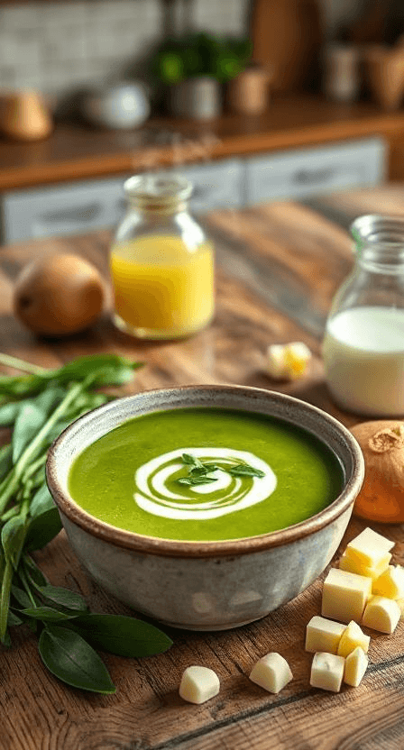 Leuchtend Grüne Bärlauchcremesuppe - Vegetarisches Suppen Rezept mit Bärlauch, Suppe | Zubereitungszeit 25 Minuten, bewertet mit 4.7 von 5 Sternen