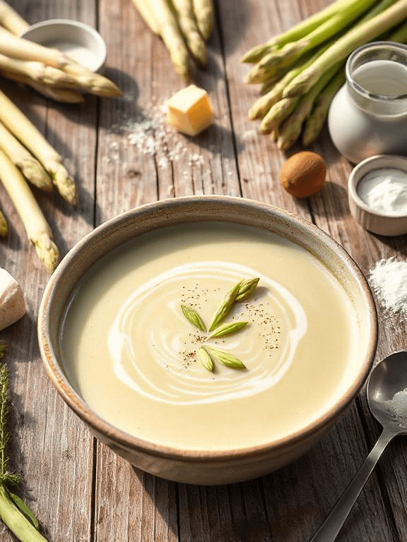 Cremige Spargelcremesuppe aus Spargelfond – Schnell & Lecker! - Vegetarisches Suppen Rezept mit Spargel, Suppe | Zubereitungszeit 40 Minuten, bewertet mit 4.8 von 5 Sternen