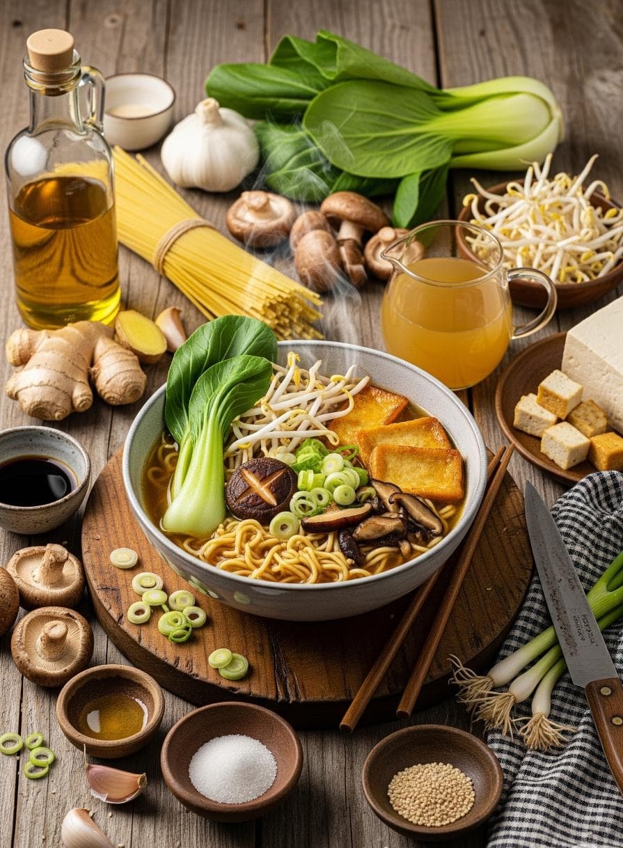 Aromatische Vegetarische Shoyu Ramen - Vegetarisches Suppen Rezept mit Winterlich, Herbstlich | Zubereitungszeit 60 Minuten, bewertet mit 4.7 von 5 Sternen