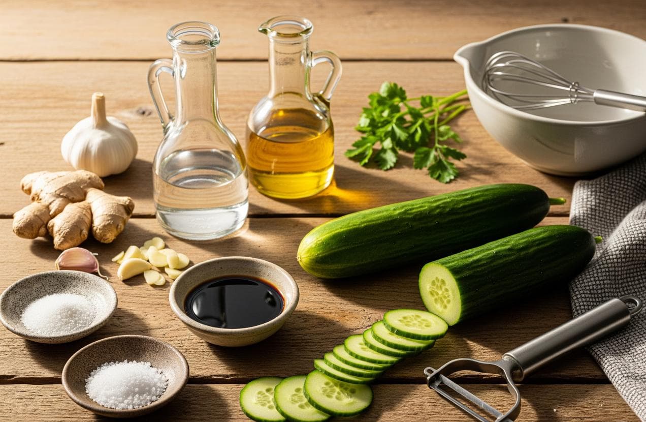 Zutaten für Asiatischer Gurkensalat mit Sesam-Dressing