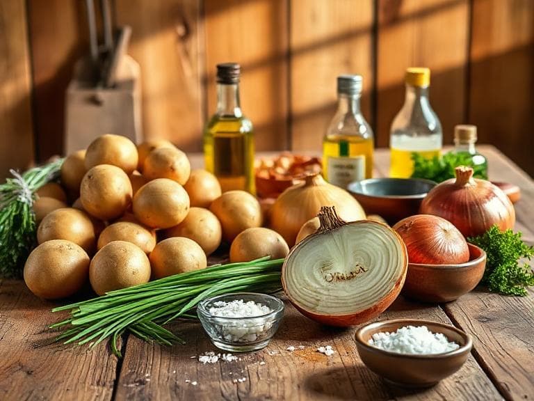 Zutaten für Omas Schwäbischer Kartoffelsalat mit Brühe
