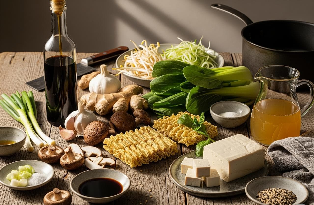 Zutaten für Aromatische Vegetarische Shoyu Ramen