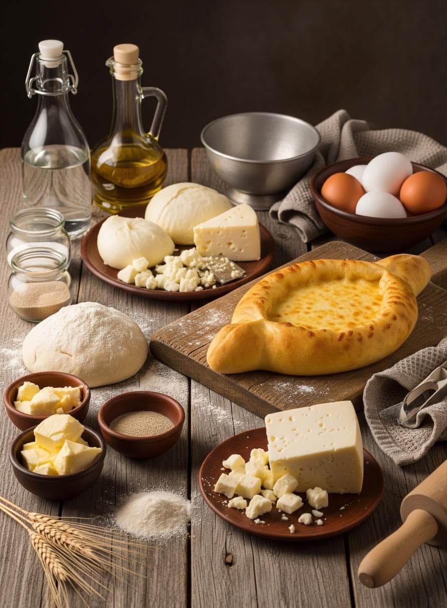 Adjarisches Khachapuri mit Käse und Ei - Schritt 1
