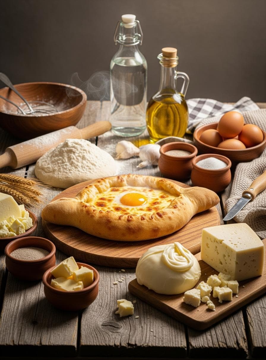 Adjarisches Khachapuri mit Käse und Ei - Schritt 3