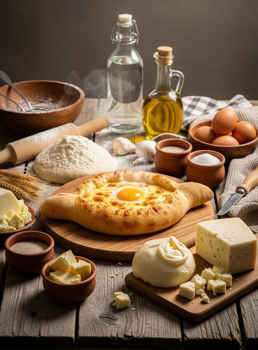 Adjarisches Khachapuri mit Käse und Ei - Schritt 4