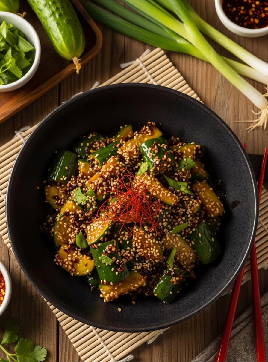 Asiatischer Gurkensalat mit Sesam-Dressing - Schritt 3