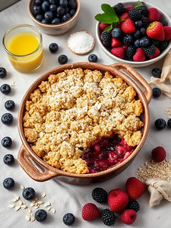 Warmer Beeren-Crumble aus dem Ofen